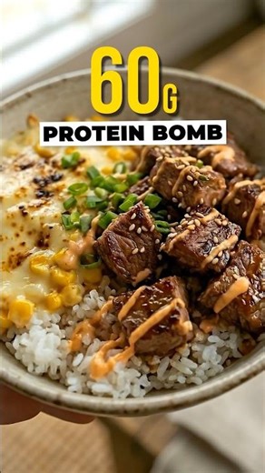 60G PROTEIN BOMB 💣 Korean Corn Cheese Steak Rice Bowl