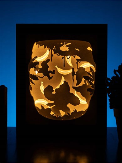 Donkey Kong DIY Lightbox 🍌💡 ✂️ Do you like it? Make the same! You can find full DIY tutorial and printable templates for cutting via the link in my profile description 🔗 #donkeykong #nintendo