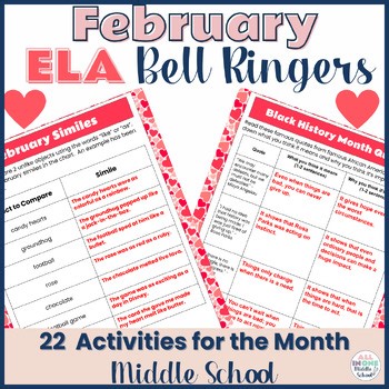 February ELA Bell Ringers | Daily Reading Writing Grammar | Seasonal | Grade 5-8