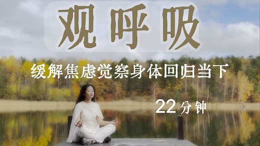 22分钟观呼吸，温柔安抚焦虑的冥想练习，带你观察你的情绪而不是被情绪带走，通过4-7-8呼吸法找回身体内在节奏