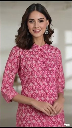 Stylish Pink Printed Kurti Top for Women | Casual Ethnic Wear with 3/4 Sleeves #kurtiscollection