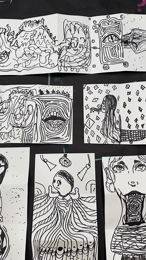 This week @artlab559 we studied SURREALISM, an art moment out of Paris in the 1920’s. An expression of the unconscious mind, dreamlike, bizarre, illogical imagery, unbridled imagination! We created these collaborative line drawings of mythical creatures & humanoids. SO FUN! These young Artists are so amazing!#kidsartclass #arteducation #youngartists #surrealism | Kia Cotton Art