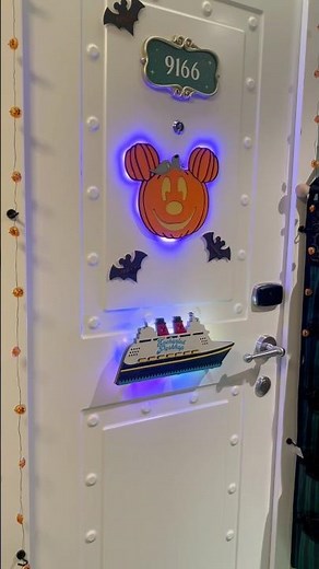 Did you know you can decorate your stateroom door on a Disney cruise. We used magnets and lights 🎃