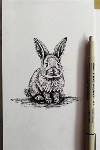 simple bunny drawing with Fineliner pens. #drawing #art #fineliner #sketch #pencildrawing