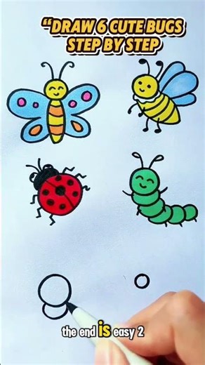 How to Draw 6 cute insect Step by step | Easy Drawing For beginner #drawing #cutedrawing
