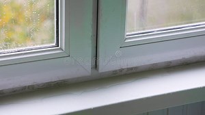 Close Up of Leaking Moisture from Gap in Windows. Broken Windowpane in Rainy Weather Stock Video - Video of fungus, insulation: 265813903