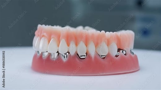 Dental Prosthesis Video showcasing implant-supported denture solution for missing teeth