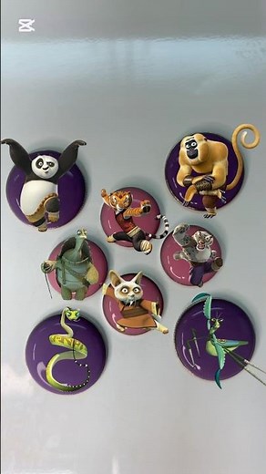 Kung Fu Panda Character Button Set – Colorful Cartoon Badge Collection #satisfyingvideo #colormixing