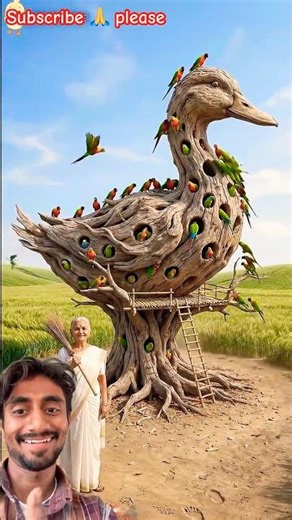 Grandma Creates a Magical Tree Home 🌳🏡✨#ai #treehouse #craft #short