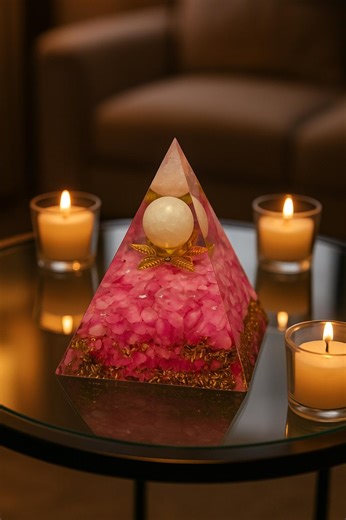 Buy Handmade Rose Quartz Orgone Pyramid | Crystal Energy Generator for Love, Harmony, EMF Shielding, Reiki Meditation Space Gift for Him and Her Online in India - Etsy