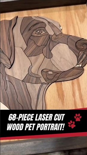 Mastering Laser Cutting: 68-Piece Wood Pet Portrait! 🐾