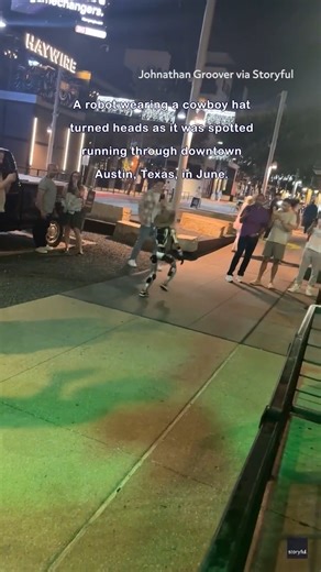 8.9K views · 23 reactions | " Robot in Cowboy Hat Runs Wild in Downtown Austin " | storyful | Facebook
