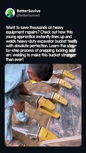 Fast and Perfect Excavator Bucket Teeth Welding Process #worker #process #welder #diy #repair