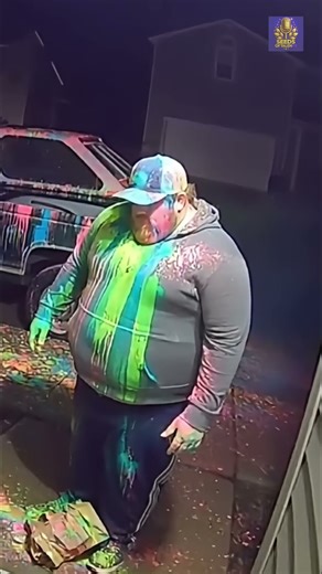 😳🎨 slow runner gets paint explosion (Caught on Ring Camera)