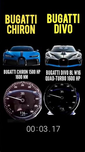 1500 hp Bugatti Chiron AWD 1600 nm vs Bugatti divo 8l w16 quad-turbo 1600 hp