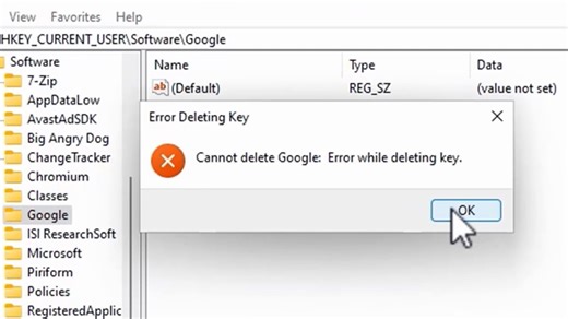 Fix “Cannot Delete File / Registry Key – Error While Deleting Key” in Windows 11 / 10 / 8 / 7 – Easy