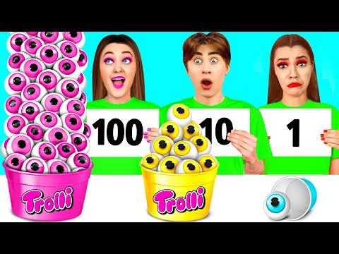 100 Edible Layers Challenge | Fun Food Hacks CRAFTooNS Challenge