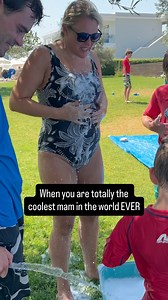 The kids hang their heads in shame as mammy takes on the infamous slip & slide….. @neilsonholidays #slipandslide #embarassingmum | Sara Davies