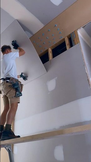 Plasterboard installation works #construction #plaster #diy