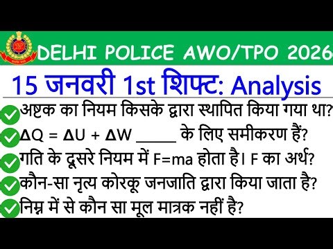Delhi Police AWO TPO Exam Review 15 January 1st Shift | Delhi Police AWO TPO Exam Analysis Today