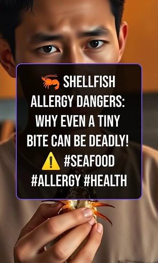 🦐 Shellfish Allergy Dangers: Why Even a Tiny Bite Can Be Deadly! ⚠️ #seafood #allergy #health