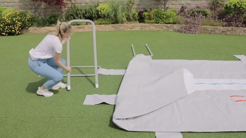 Bestway: Power Steel 9'3" x 6'5" x 33" Above Ground Pool Set - 937 Gallons, Rectangular Outdoor Family Pool, Corrosion & Puncture Resistant, Includes ChemConnect Dispenser, Filter & Pump