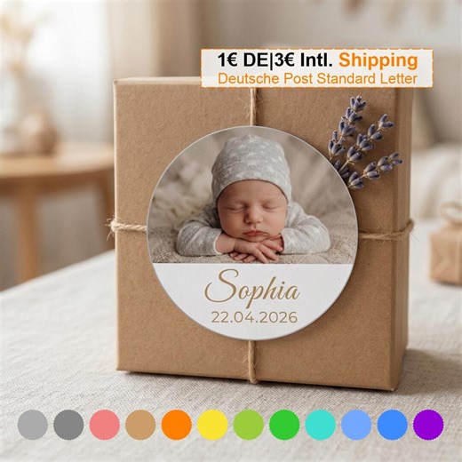 Custom Baby Photo Stickers, Personalized Birth Announcement Labels, Baby Shower Favor Seals, Thank You - Etsy