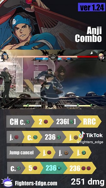 Anji 闇慈 Side-Switch Combo Techniques in Guilty Gear