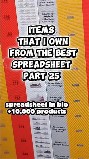 Items that I own from the best spreadsheet #fypシ #fashion #litbuyspreadsheet #shoes