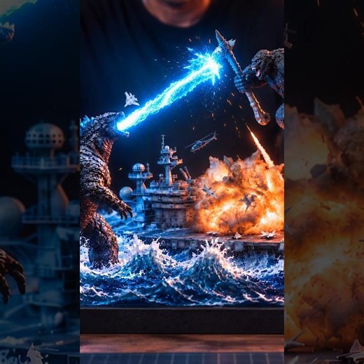 Godzilla vs Kong Diorama Godzilla's Atomic Breath #diorama #resinart #godzillavskong