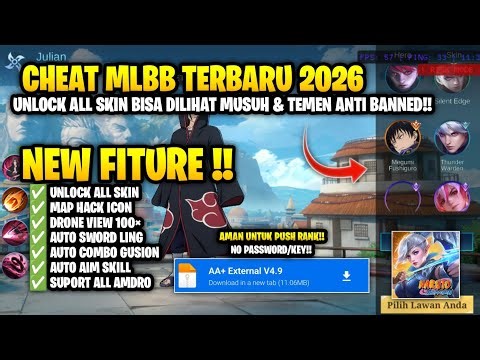 CHEAT ML TERBARU 2026 ANTI BANNED - MOD MENU MAP HACK MOBILE LEGENDS UNLOCK ALL SKIN GRATIS