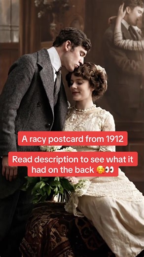 A racy postcard dating to around 1912, part of a popular genre that blurred the line between romance, flirtation, and social daring in the Edwardian era. This card was sent to Mr G. Sowerby of 24 Simpson Street, Felling-on-Tyne, and postmarked 11 October 1912. The image itself plays on intimacy and suggestion, carefully staged to be provocative while remaining acceptable for postal circulation at the time. The handwritten message on the reverse adds a deeply personal layer. Annie thanks George f