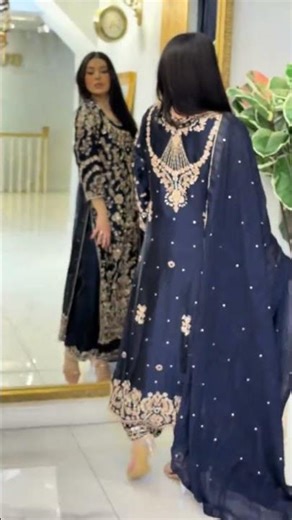AMAZING BLUE LONG BRIDAL SHIRT 😍 WEDDING WEAR BY BURAQ#ytshorts #bridalfashion