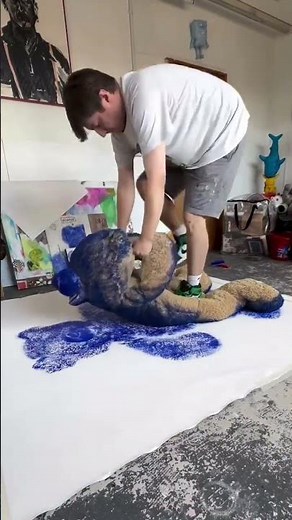 Printing Art with a Stuffed Teddy Bear | Creative Acrylic Technique with Liquitex Basics | Liquitex
