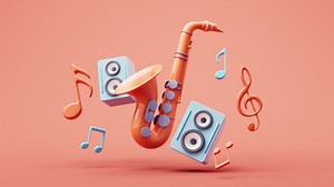 Loop animation of music instruments with cartoon style, 3d rendering. Premium Stock Video Footage