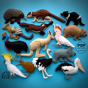 Australian Animals Sewing PDF Pattern and SVG. Stuffed Animals DIY. Felt Toys Pattern. Felt Patterns. Felt Stuffed Toys. - Etsy Australia