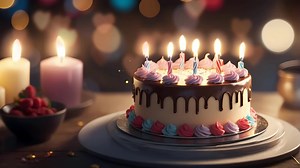Download AI generated a birthday cake with candles on it for free