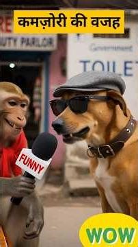 कमज़ोरी की वजह 🤩😎😂 #funny #dogtalk #comedyfilms #comedy #shorts #monkey #interview