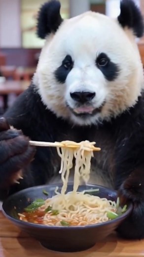 Pandas Noodle Feast Delights - Cute Panda Eating Video