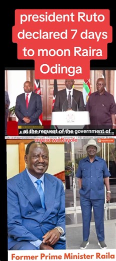 President William Ruto declared 7 days to moon Raira Odinga | Myesu wa Kayole
