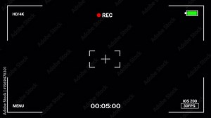 camera recorder screen overlay Video with transparent background, Recording camera screen interface with timer, Camera recording screen interface in 4k.