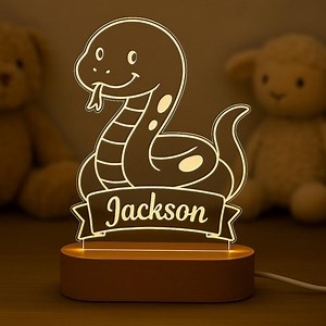 Personalized Snake Night Light: Engraved LED Lamp, Kids Room Decor - Etsy