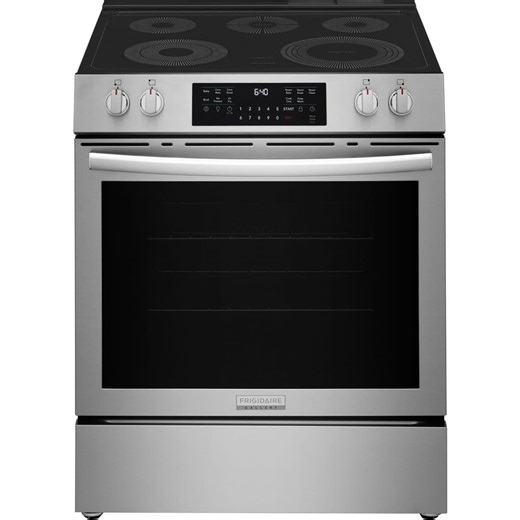 Check The Home Depot's Q&A Before Buying: Frigidaire Gallery 30 in. 5-Element Slide-In Front Control 30 min Cleaning Electric Range with Total Convection in Stainless Steel