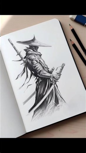 Samurai Warrior Drawing ⚔️ | Realistic Pencil Sketch | Epic Art by Toxicaz | #shorts #art #drawing