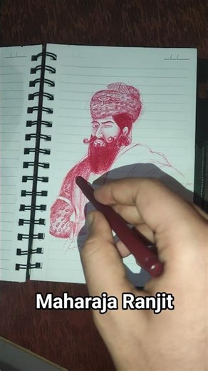 Sher-E-Panjab ⚔️ | Upcoming Quick Pen sketch of Maharaja Ranjit Singh Ji (Red Pen) | Pencil Aura
