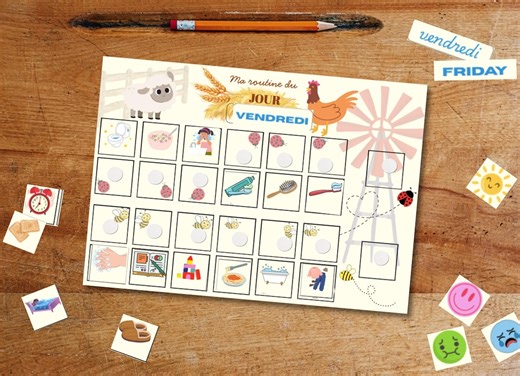 Routine Enfant à imprimer • Daily Routine Kids • Français   English • Planner Matin Soir • Printable PDF - Etsy France