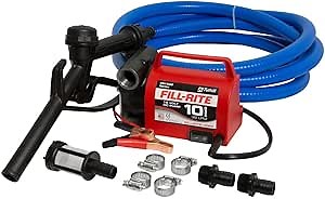 Fill-Rite FR1614 12V 10 GPM Portable Fuel Transfer Pump for Diesel and Antifreeze with Suction and Discharge Hoses