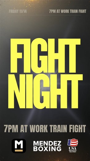 Tonight at @worktrainfight, our team comes in ready. There is streaming available or come watch the show live with the rest of the team! Watch the STREAM: Go to Work Train Fights Website and click the link! Please note, Martin's opponent pulled out. He'll get his Amateur Debut soon! #MendezBoxing | #FightWithUs | @usaboxingmetro | Mendez Boxing