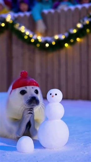 Cutest Snowman Ever Made by a Seal