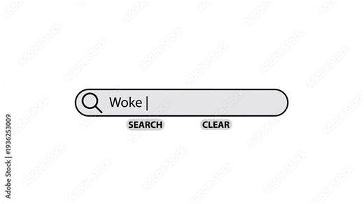 Typing word Woke into search box, looking for General Data Protection Regulation information, search bar close-up, footage 4k video